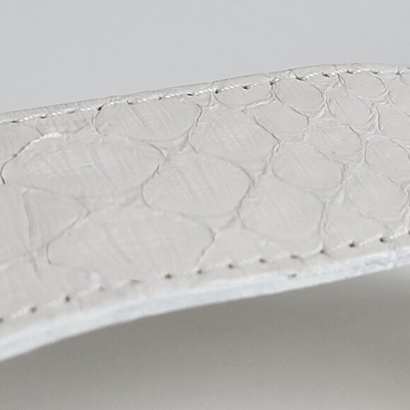 High End Designer Christopher Augmon White Leather Cuff Bracelet 6.5-7.5 In - Picture 10 of 12